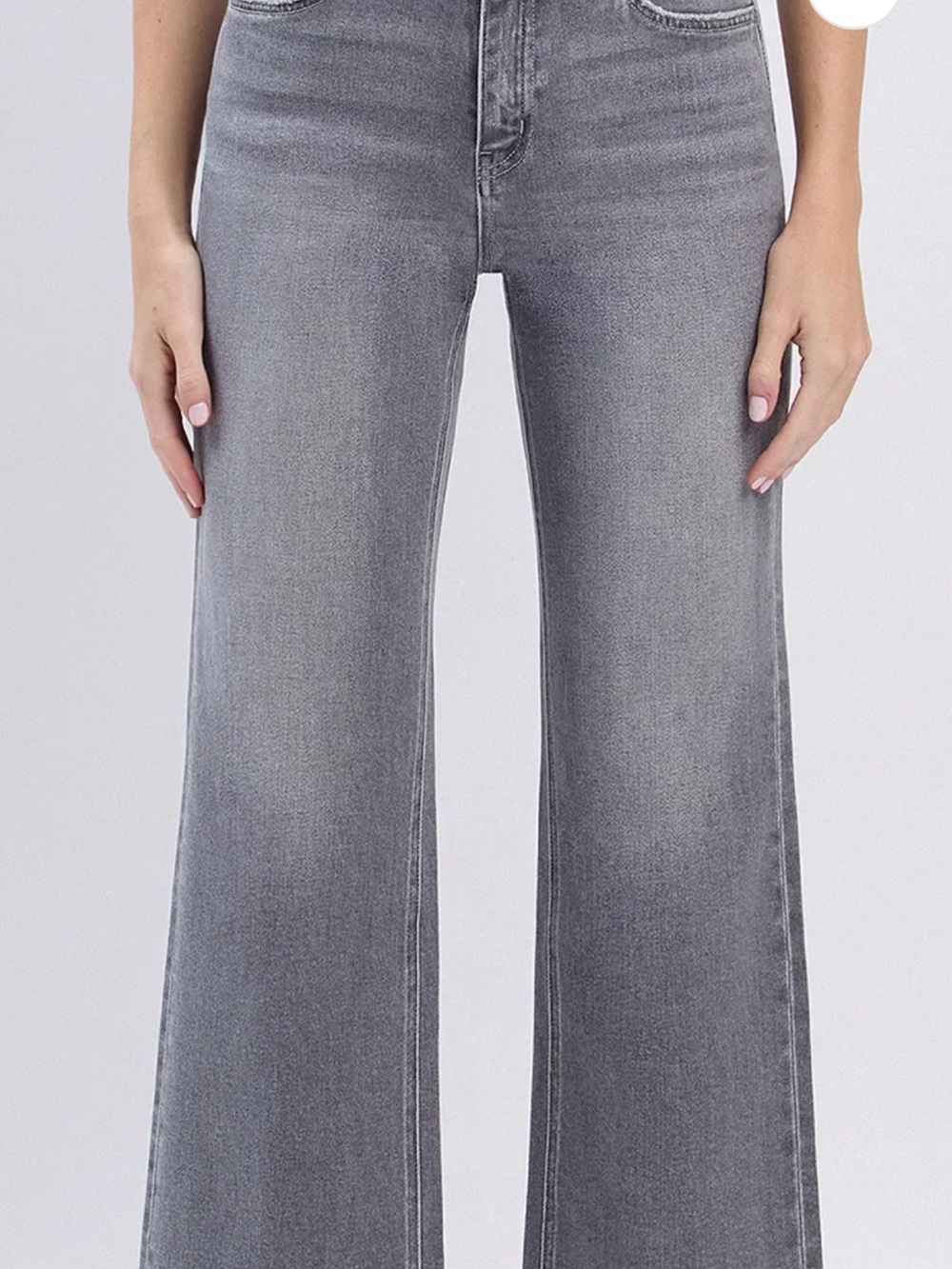 High-Rise Gray Wide-Leg Women's Jeans - Picture 1 of 7